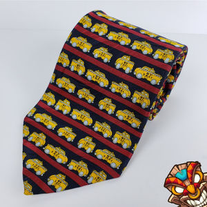 Museum Artifacts NYC New York City Taxi Cab Black Red Yellow Silk Tie Big Apple